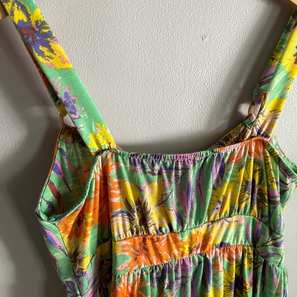 Jamie & Layla Tropical Floral Print Sleeveless Dress M Green Orange Purple - Picture 6 of 8